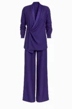 Set din viscoză: bluză petrecută și pantaloni palazzo