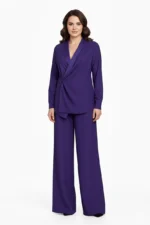 Set din viscoză: bluză petrecută și pantaloni palazzo - imagine 4