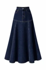 Fustă maxi din denim, cu siluetă evazată