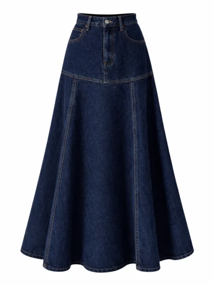 Denim Maxi Skirt with Flared Silhouette