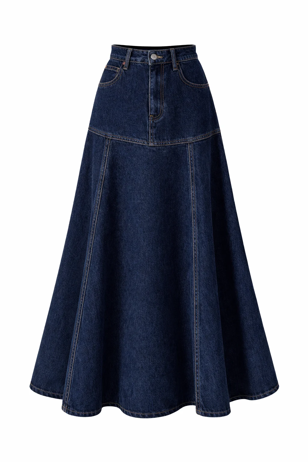 Fustă maxi din denim, cu siluetă evazată - imagine 1
